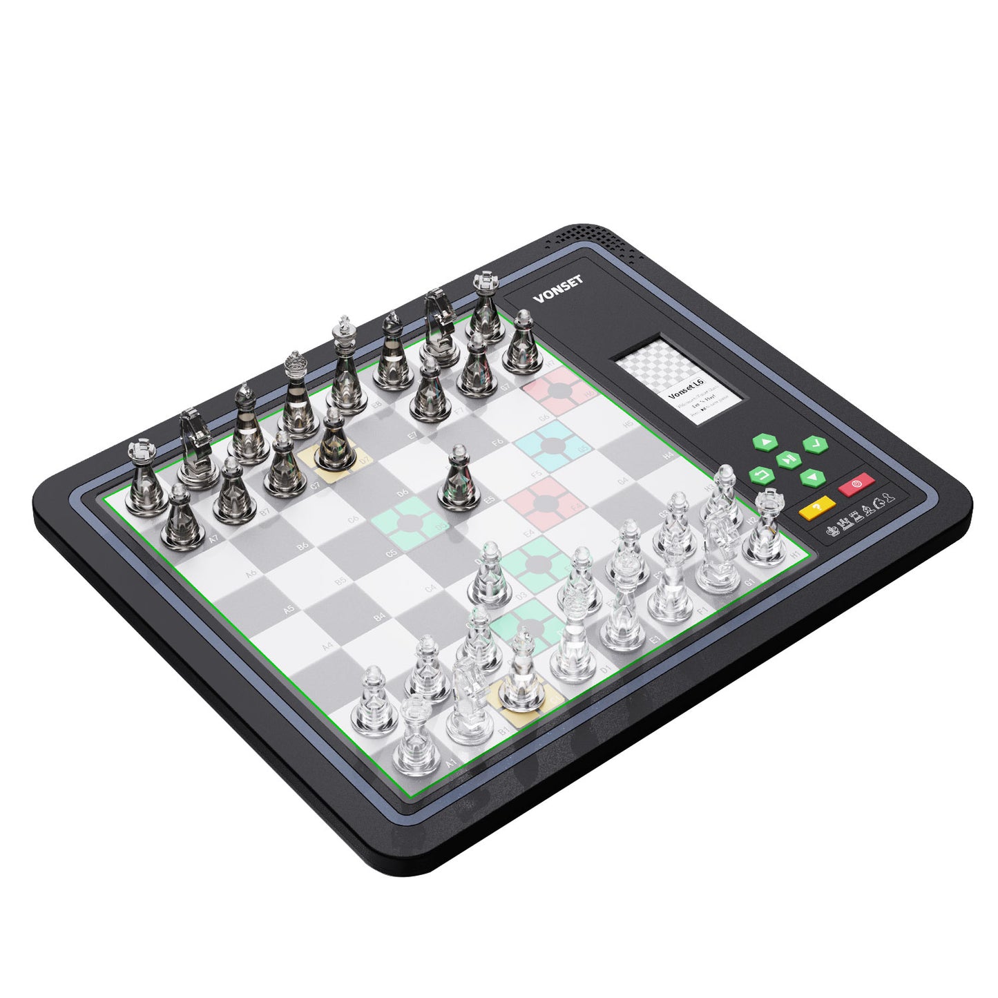 Vonset Core L6 Computer Chess Game Electronic Chess Set Computer Chess Board with LED Light Chess Computer for Adults and Kids with Double Queen Pieces for Beginners